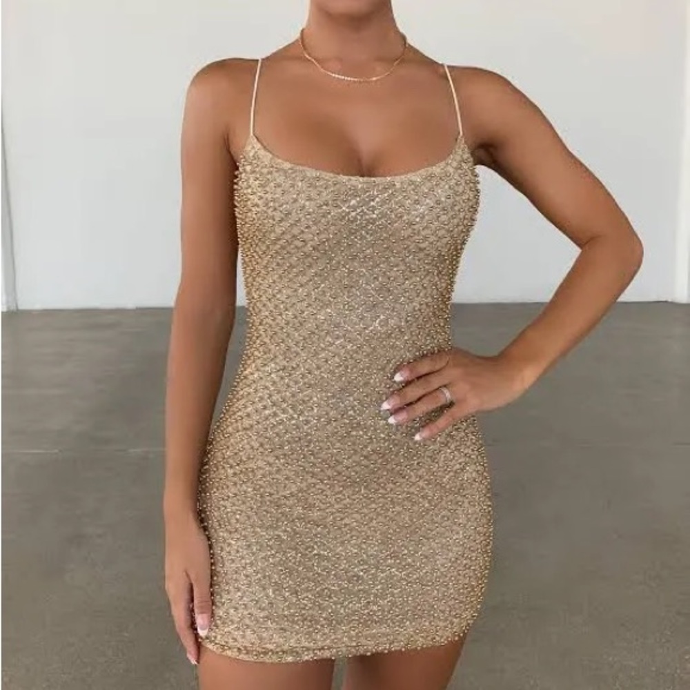 Gold sparkly beaded oh Polly dress